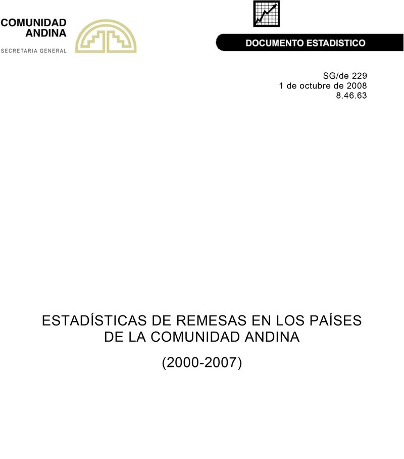 Estadísticas de remesas en los países de la Comunidad Andina (2000-2007)