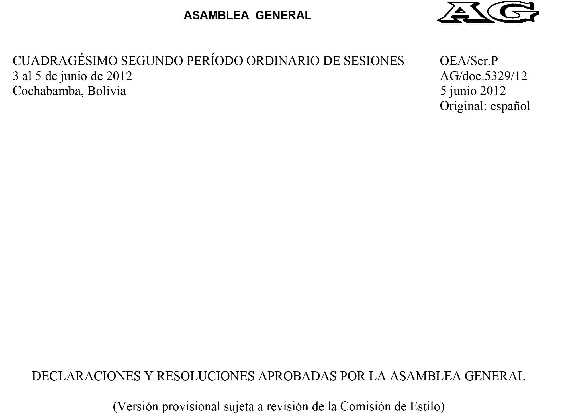Declaraciones y resoluciones aprobadas por la Asamblea General